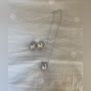 Set of rhinestone earrings and necklace